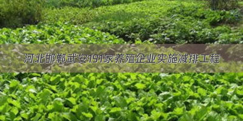 河北邯郸武安191家养殖企业实施减排工程