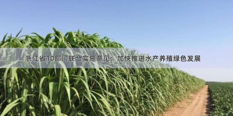 浙江省10部门联合实施意见：加快推进水产养殖绿色发展