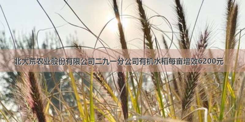 北大荒农业股份有限公司二九一分公司有机水稻每亩增效6200元