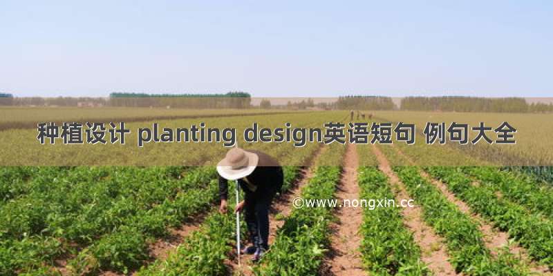 种植设计 planting design英语短句 例句大全