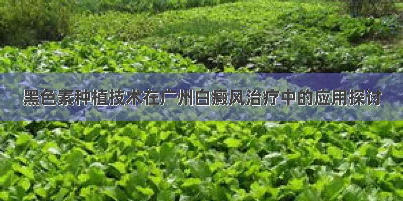 黑色素种植技术在广州白癜风治疗中的应用探讨